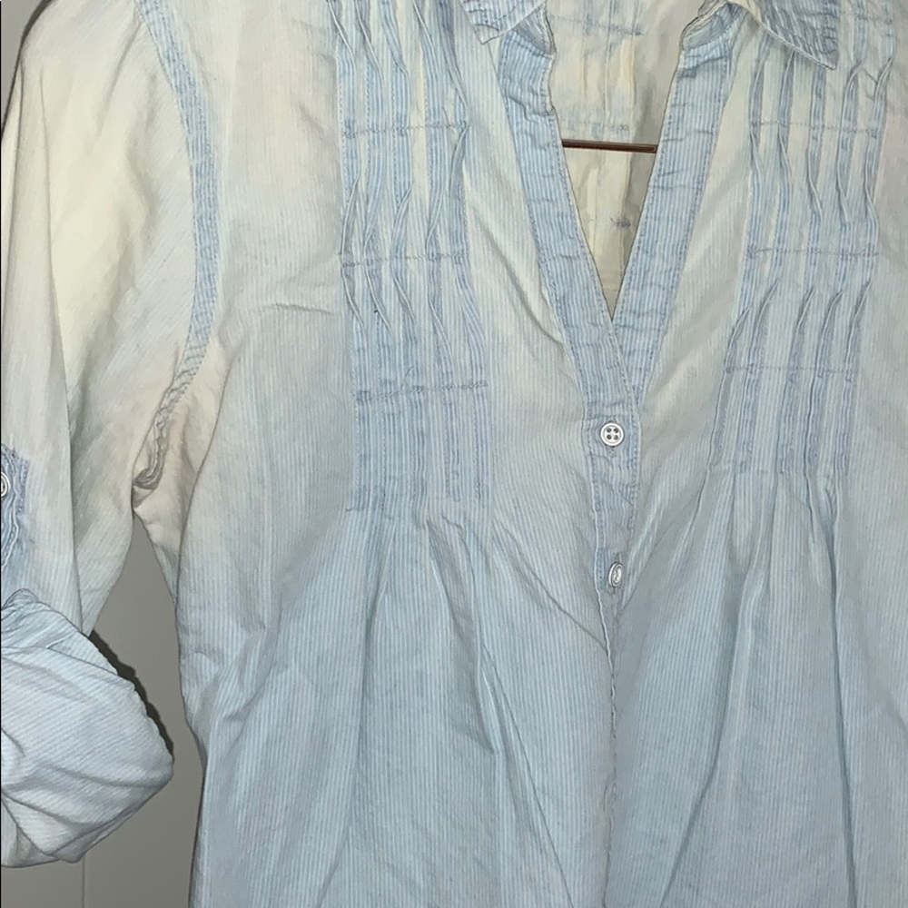 Distressed pleated button up!! - Picture 2 of 3